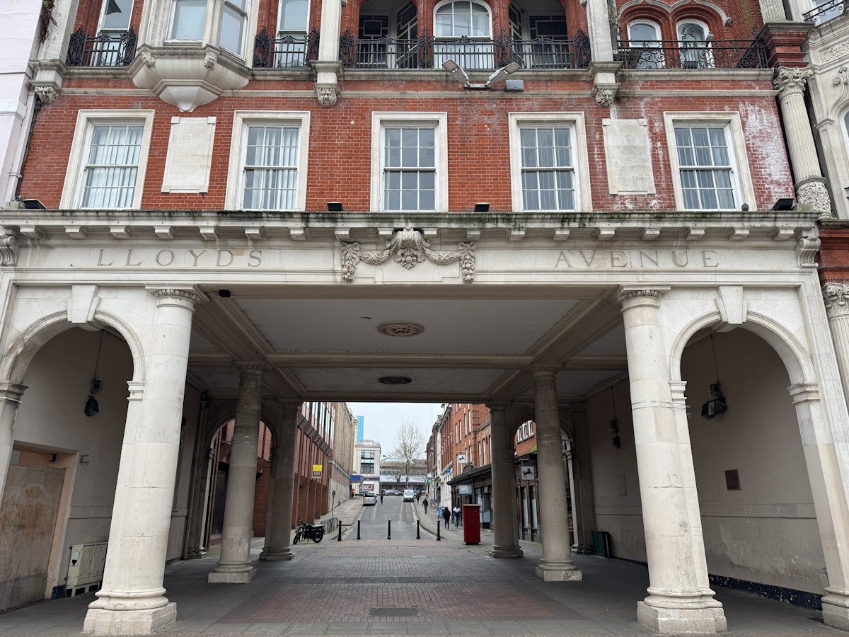Lloyd's Avenue arch in Ipswich town centre
